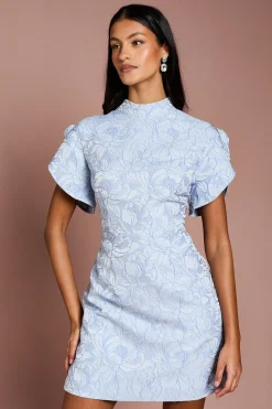 Coast Robe Mini Jacquard à Manches Bouffantes Petite Taille<Femme Robes|Toutes Les Robes
