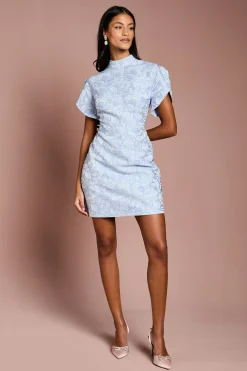 Coast Robe Mini Jacquard à Manches Bouffantes Petite Taille<Femme Robes|Toutes Les Robes