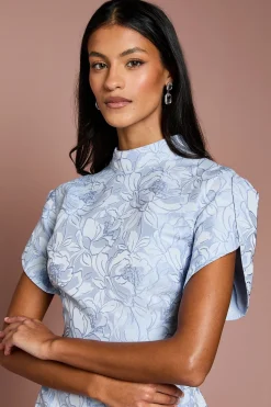 Coast Robe Mini Jacquard à Manches Bouffantes Petite Taille<Femme Robes|Toutes Les Robes