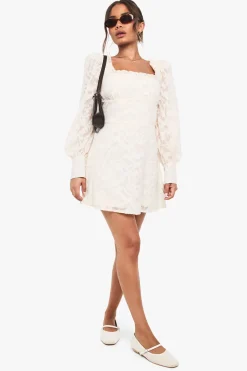Robe Mini Laitière à Corset Texturée