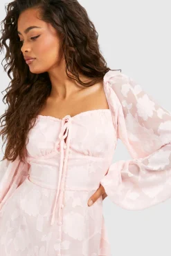 Robe mini Laitière à manches ballon texturées