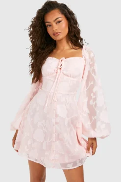 Robe mini Laitière à manches ballon texturées