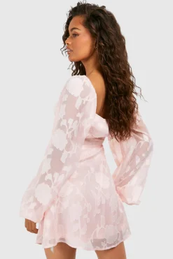 Robe mini Laitière à manches ballon texturées