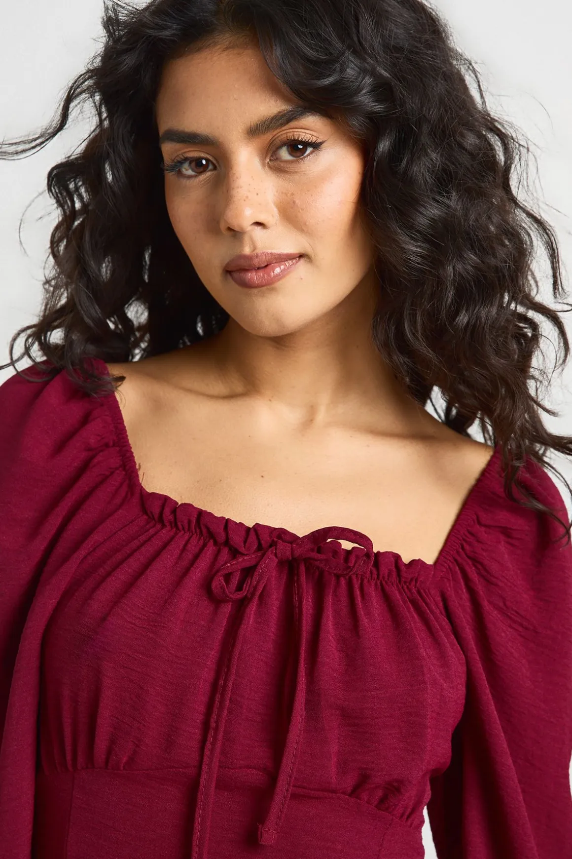 Robe Mini Laitière à Manches Bouffantes en Tissu Martelé