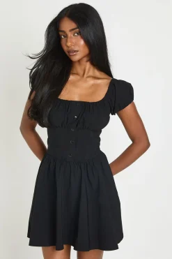 boohoo Robe Mini Laitière À Manches Volumineuses<Femme Robes Patineuses|Robes