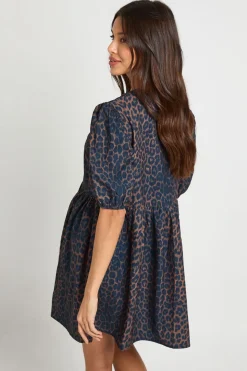Robe mini léopard à nouer à l'avant