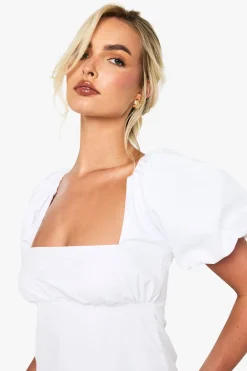 Robe Mini à Manches Bouffantes
