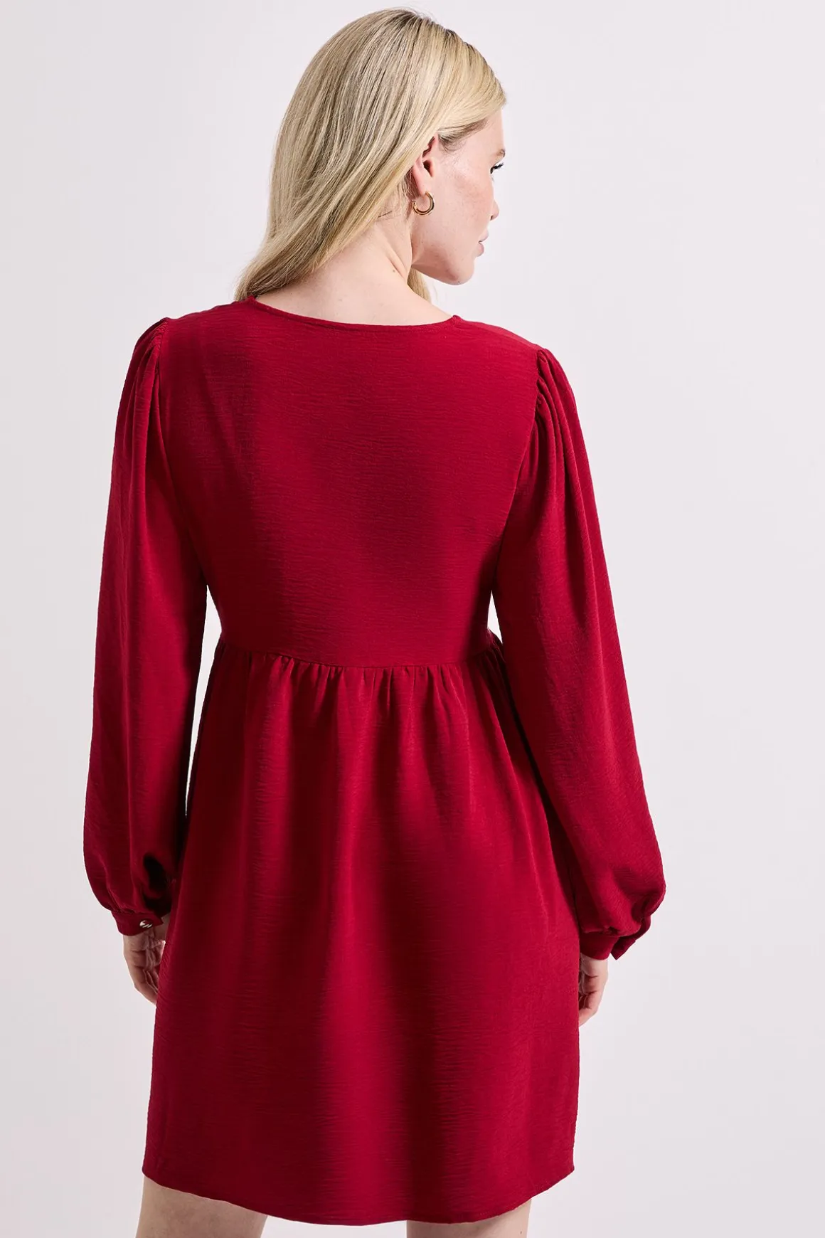 Robe Mini à Manches Bouffantes et Nœud Devant