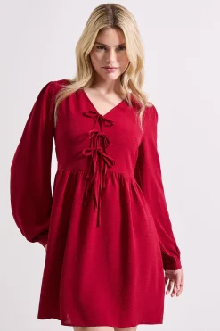 Robe Mini à Manches Bouffantes et Nœud Devant