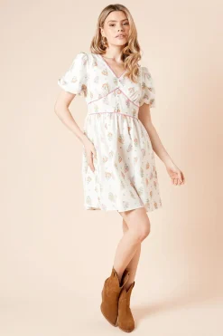 Dorothy Perkins Robe Mini à Manches Bouffantes avec Détails Contrastés<Femme Robes|Toutes Les Robes