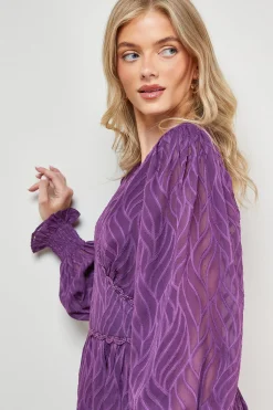 Oasis Robe Mini à Manches Bouffantes avec Détails de Finition Jacquard Animal<Femme Robes Bohème|Robes À Manches Longues