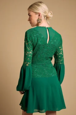 Oasis Robe Mini à Manches Bouffantes avec Détails en Dentelle Imprimée<Femme Toutes Les Robes|Satin Et Dentelle