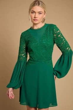 Oasis Robe Mini à Manches Bouffantes avec Détails en Dentelle Imprimée<Femme Toutes Les Robes|Satin Et Dentelle