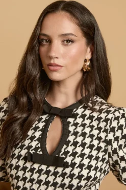 Oasis Robe Mini À Manches Bouffantes Pied-de-poule Avec Nœuds<Femme Toutes Les Robes|Robes