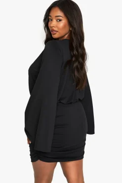 ROBE MINI À MANCHES CHAUVE-SOURIS DRAPÉE PLUS PREMIUM