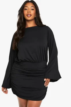 ROBE MINI À MANCHES CHAUVE-SOURIS DRAPÉE PLUS PREMIUM