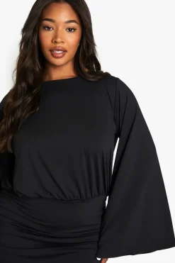ROBE MINI À MANCHES CHAUVE-SOURIS DRAPÉE PLUS PREMIUM