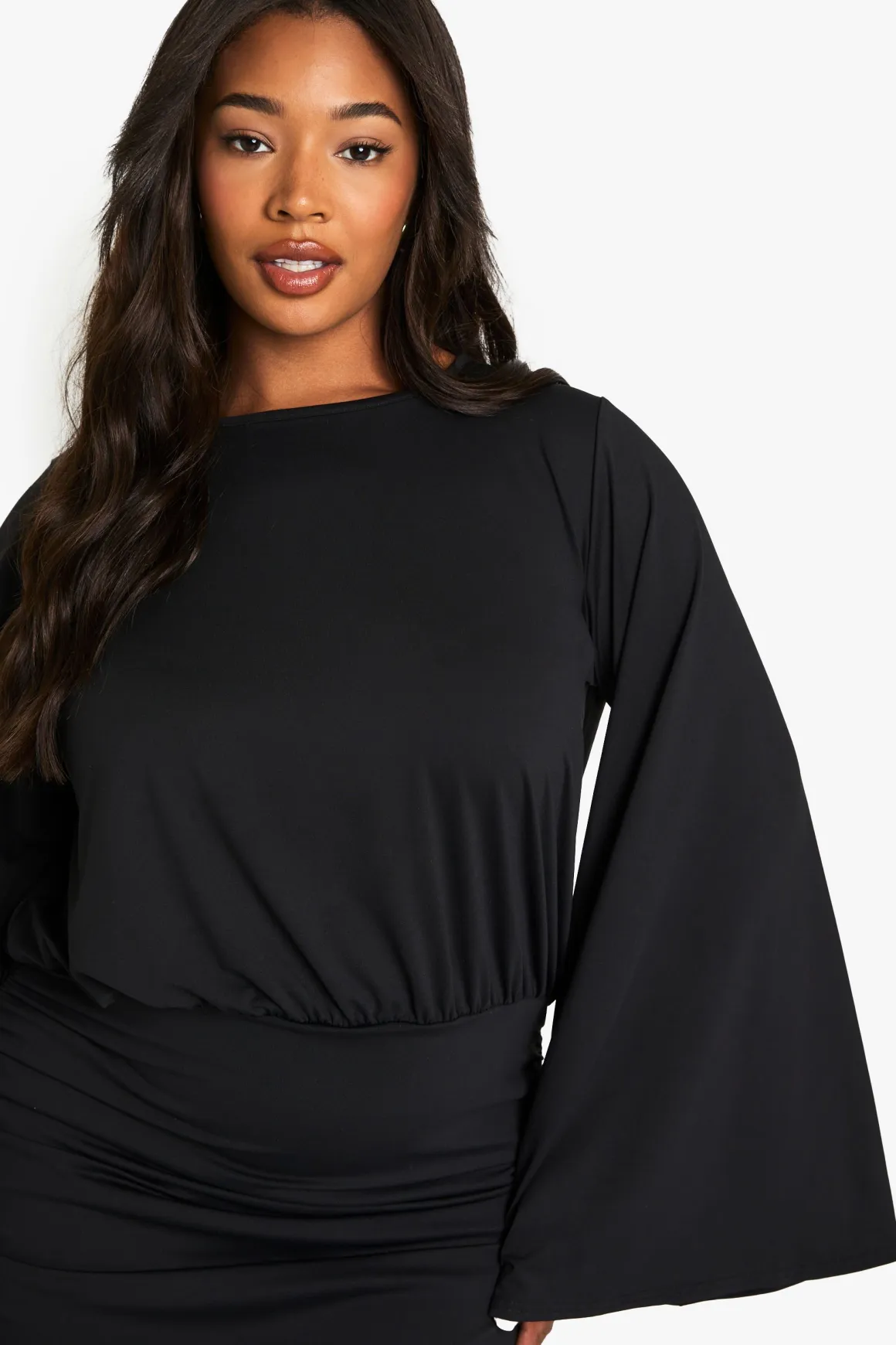 ROBE MINI À MANCHES CHAUVE-SOURIS DRAPÉE PLUS PREMIUM