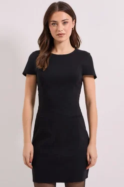 Robe Mini à Manches Courtes en Bengaline