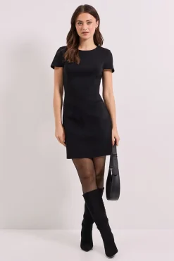 Robe Mini à Manches Courtes en Bengaline