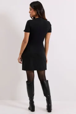 Robe Mini à Manches Courtes en Bengaline Petite Taille