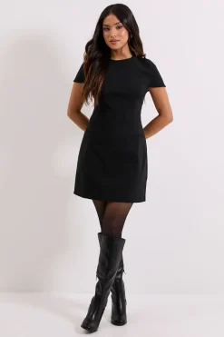 Robe Mini à Manches Courtes en Bengaline Petite Taille