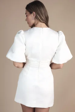 Robe Mini à Manches Courtes et Devant Croisé