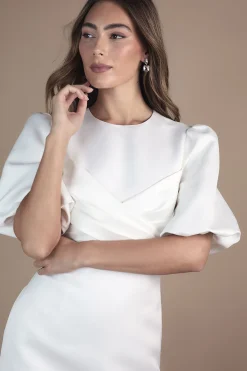 Robe Mini à Manches Courtes et Devant Croisé