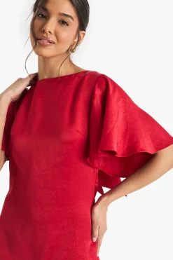 boohoo Robe mini à manches d'ange avec dos noué<Femme Robes Patineuses|Robes