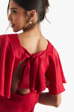 boohoo Robe mini à manches d'ange avec dos noué<Femme Robes Patineuses|Robes