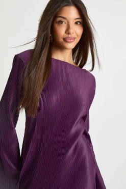 boohoo Robe Mini à Manches Flare et Plissée<Femme Robes À Manches Longues|Robes