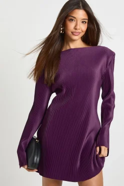 boohoo Robe Mini à Manches Flare et Plissée<Femme Robes À Manches Longues|Robes
