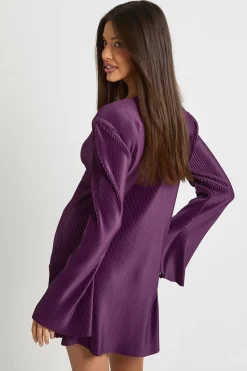 boohoo Robe Mini à Manches Flare et Plissée<Femme Robes À Manches Longues|Robes