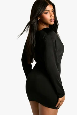 Robe mini à manches longues avec détail de bandeau drapé