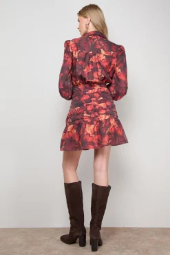 Robe Mini à Manches Longues avec Boutonnage et Détail Col