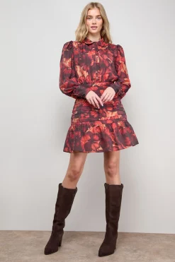 Robe Mini à Manches Longues avec Boutonnage et Détail Col