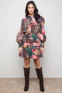 Robe Mini à Manches Longues avec Détail Col Boutonné