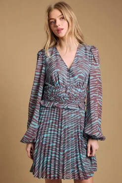 Oasis Robe Mini à Manches Longues avec Jupe Plissée Imprimée<Femme Toutes Les Robes|Robes À Manches Longues