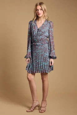 Oasis Robe Mini à Manches Longues avec Jupe Plissée Imprimée<Femme Toutes Les Robes|Robes À Manches Longues