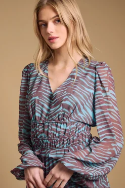 Oasis Robe Mini à Manches Longues avec Jupe Plissée Imprimée<Femme Toutes Les Robes|Robes À Manches Longues