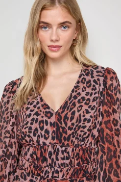Oasis Robe Mini à Manches Longues avec Jupe Plissée Imprimée<Femme Toutes Les Robes|Robes À Manches Longues