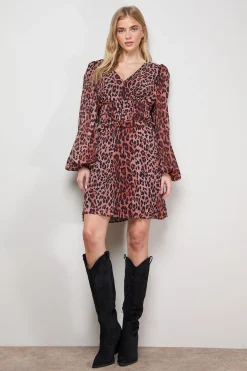 Oasis Robe Mini à Manches Longues avec Jupe Plissée Imprimée<Femme Toutes Les Robes|Robes À Manches Longues