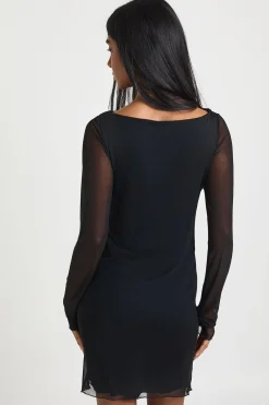 boohoo Robe Mini à Manches Longues avec Détail Nœud<Femme Robes Moulantes|Robes À Manches Longues