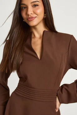 Robe Mini à Manches Longues Coupée Sur Mesure