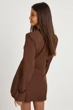 Robe Mini à Manches Longues Coupée Sur Mesure