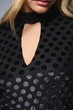Dorothy Perkins Robe Mini à Manches Longues Dévorée à Pois Noirs<Femme Robes À Manches Longues|Robes