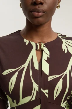 KarenMillen Robe Mini à Manches Longues en Crêpe à Imprimé Floral avec Détail Nœud et Découpe<Femme Toutes Les Robes|Robes À Manches Longues