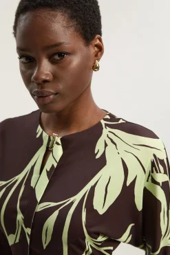 KarenMillen Robe Mini à Manches Longues en Crêpe à Imprimé Floral avec Détail Nœud et Découpe<Femme Toutes Les Robes|Robes À Manches Longues