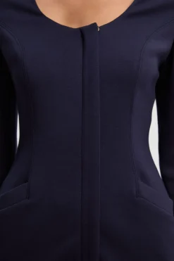 KarenMillen Robe Mini à Manches Longues et Encolure Dégagée en Scuba<Femme Toutes Les Robes|Robes À Manches Longues