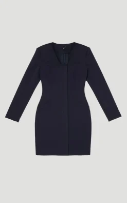 KarenMillen Robe Mini à Manches Longues et Encolure Dégagée en Scuba<Femme Toutes Les Robes|Robes À Manches Longues
